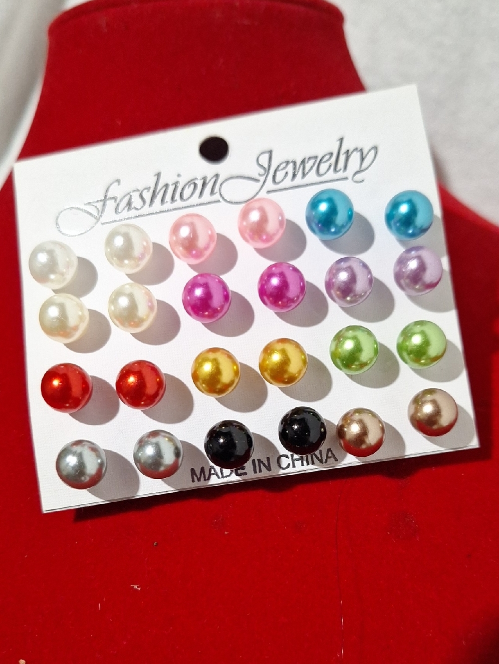 Fashion Jewelry Multicolor Pearl Stud Earring Set